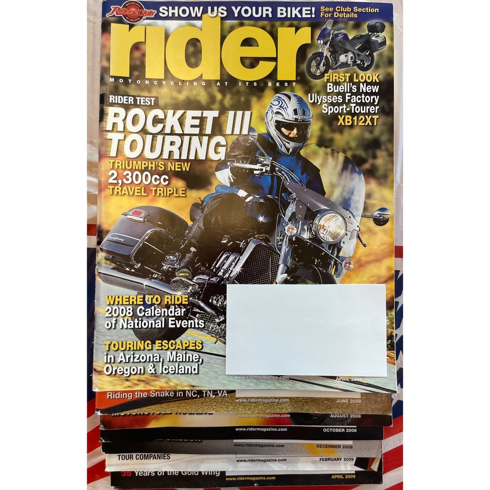 Rider Motorcycle Magazine Lot 7 Issues 2008-2009 Buell Ducati Honda Gold Wing